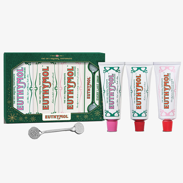 Euthymol Toothpaste Special Edition Gift Set – Original, Whitening & Sensitive + Squeezer