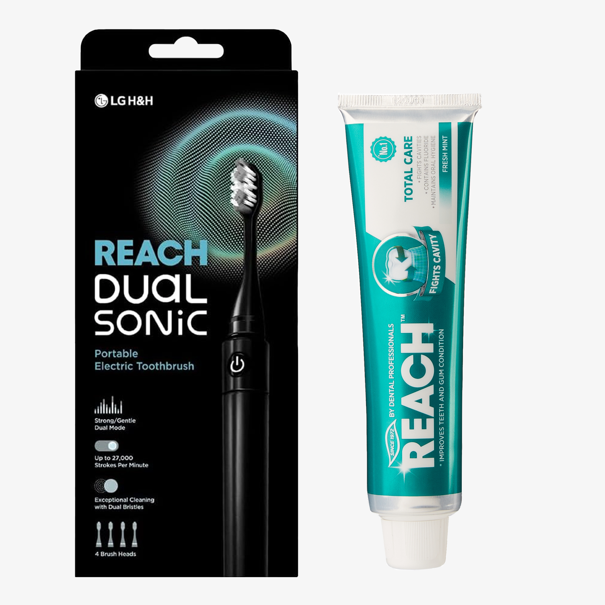 Reach Sonic Clean Bundle – (Dual Sonic Electric Toothbrush Black + Fresh Mint Toothpaste)