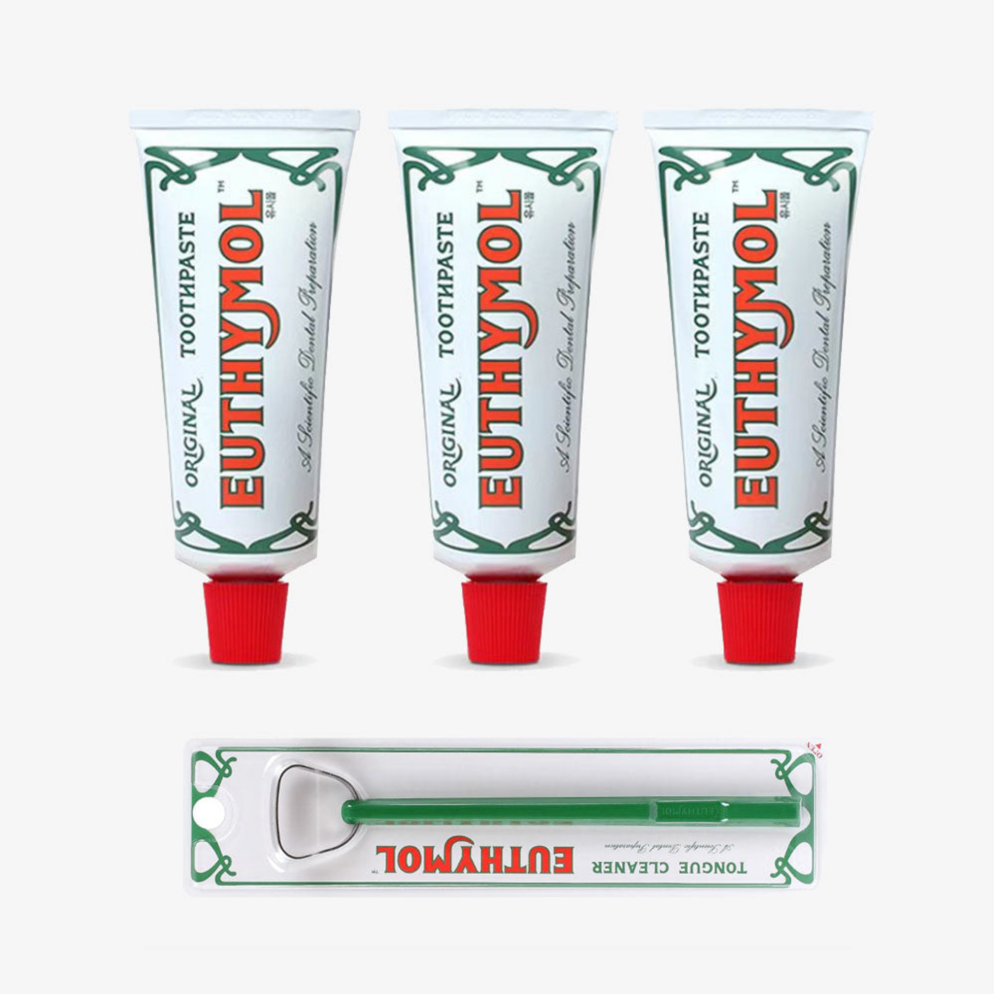 Euthymol Original Toothpaste 3 packs with Tongue cleaner