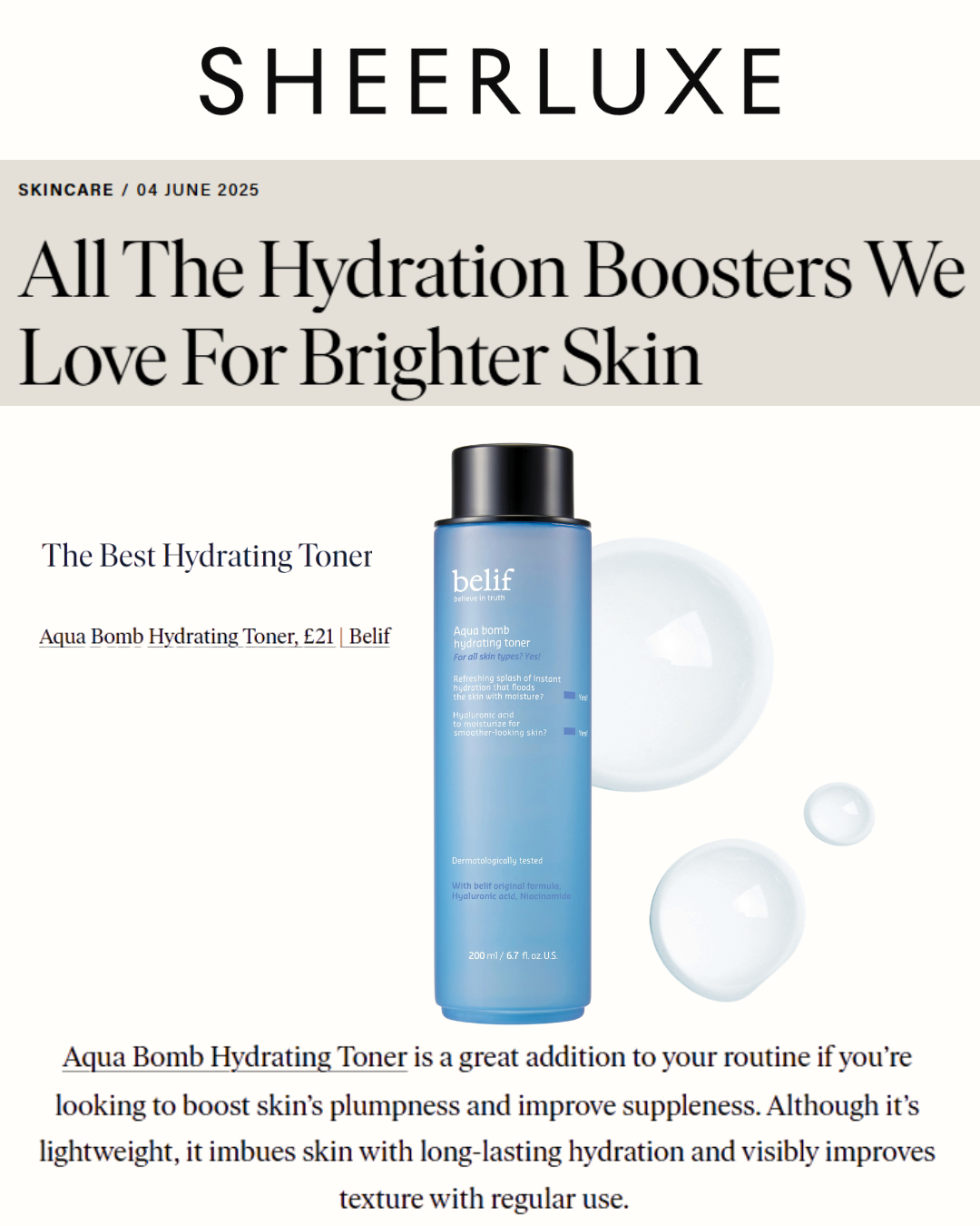 belif Aqua Bomb Hydrating Toner