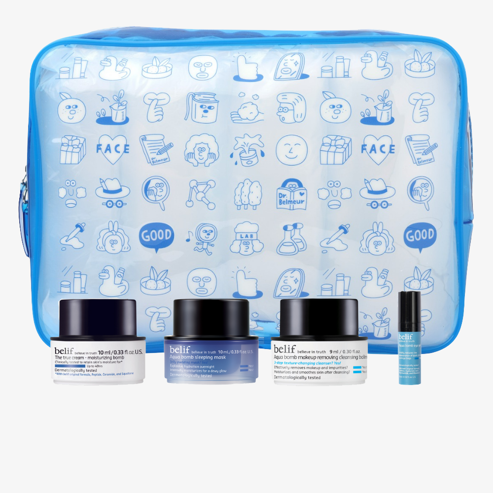 Dr. Belmeur Wash Bag and  belif Travel Size Set - Anniversary GWP