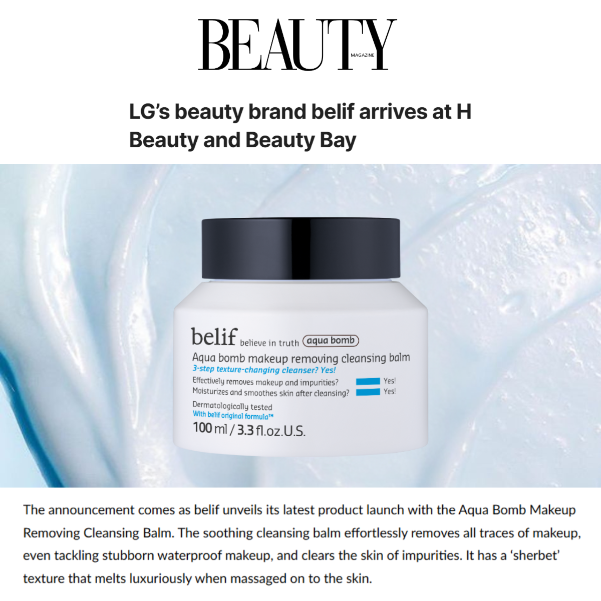 belif Aqua Bomb Makeup Removing Cleansing Balm