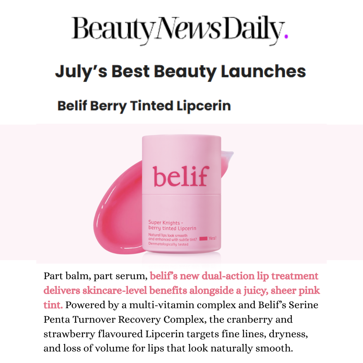 belif Super Knights - Berry Tinted Lipcerin