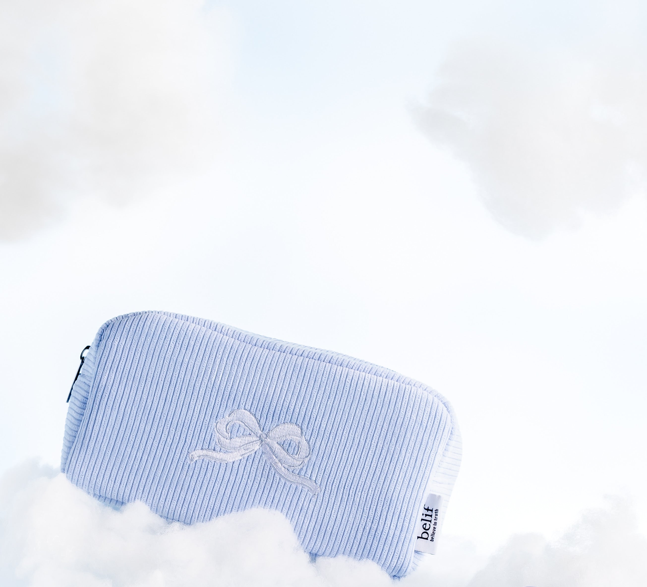 belif Embroidered bow pouch