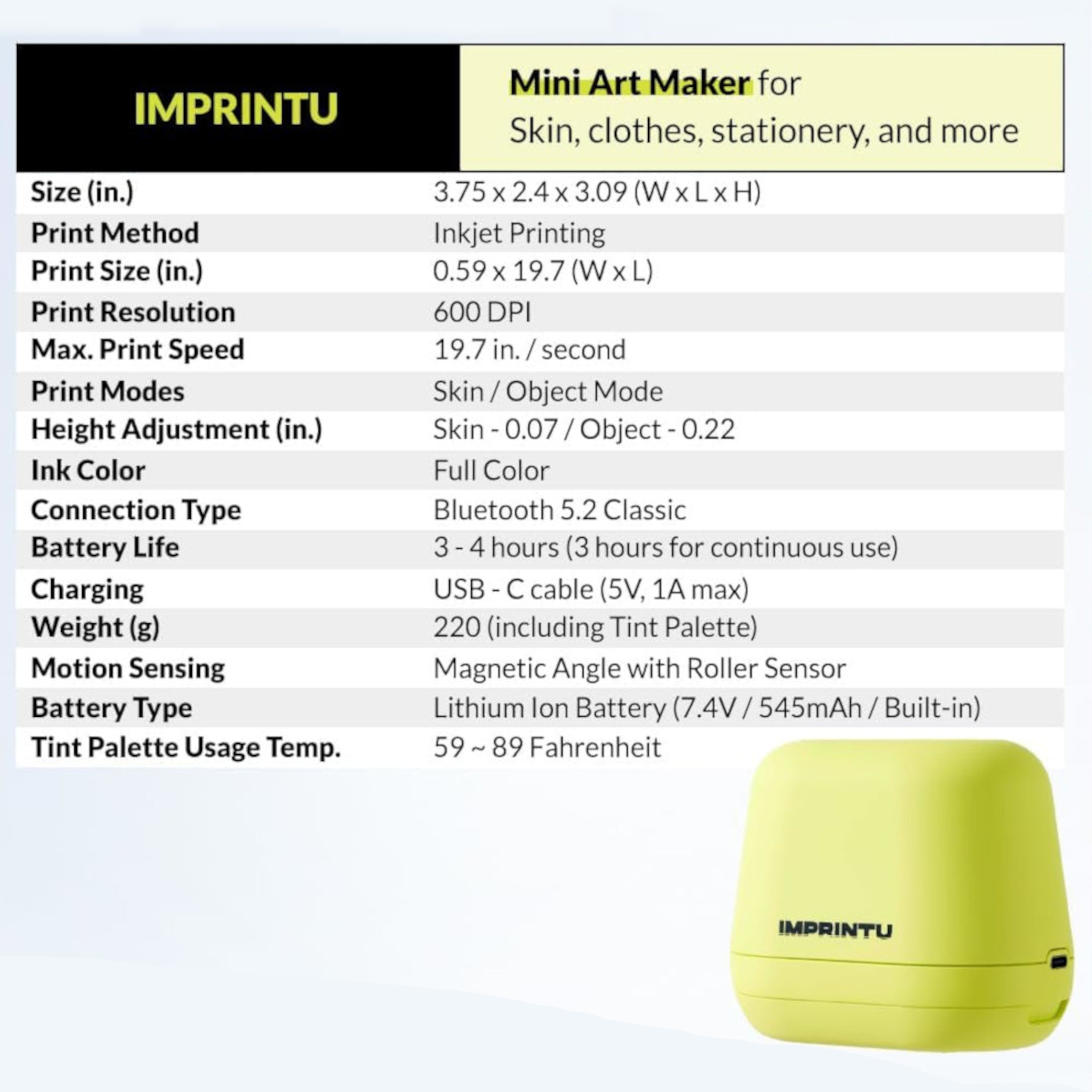 IMPRINTU Temporary Tattoo Printer set