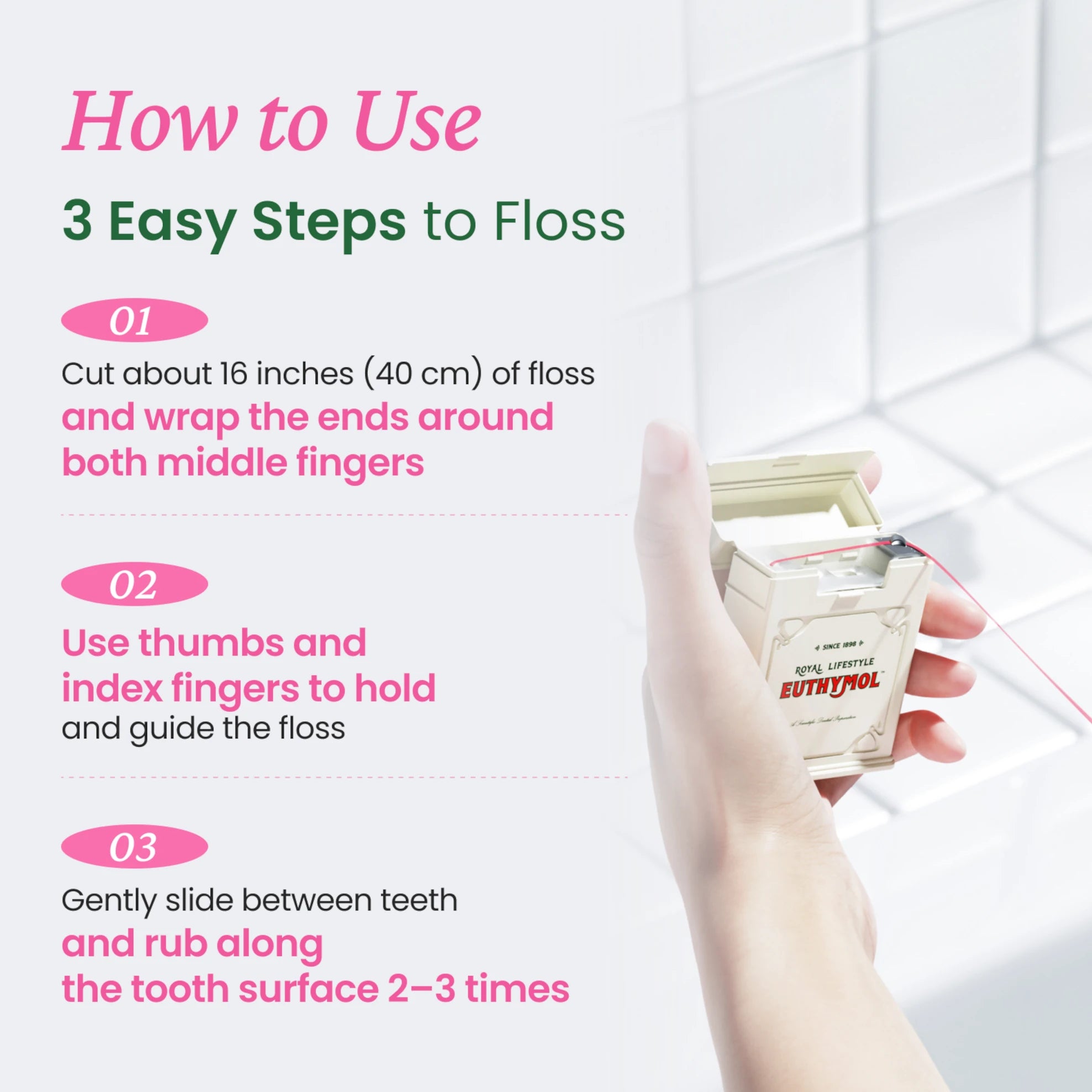 Euthymol  Pink Dental Floss (50m)